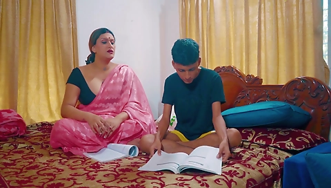 Desi Stepmom Taught Her Stepson How To Do Sex While He Was Studying (hindi Audio)