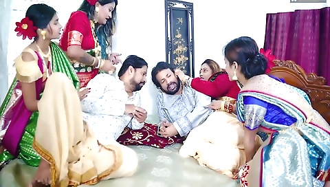 Desi Tharki Indian Jamindar Stepbrothers Share Their Four Wives At The Same Time For Real Gangbang ( Hindi Audio )