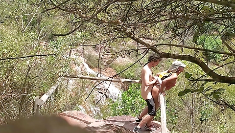Public Sex In Waterfall In Brasil. Nature Makes Her Horny!