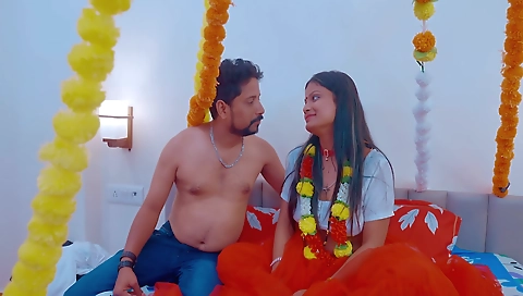 Indian Hot Wife Ready To Fuck In Her Suhagrat Night From Her Husbands Friend With Hindi Sex