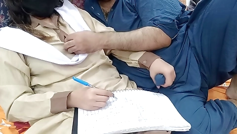 Desi Pakistani Student 18+ Girl Got Sex Lesson From Her Old Stepfather