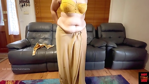 Stunning Saree Striptease - Indian Wife Undressing Her Clothes And Plays On Cam