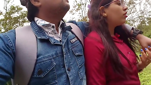 Indian Desi Girl Kissing And Boobs Press By Her Boyfriend In Forest