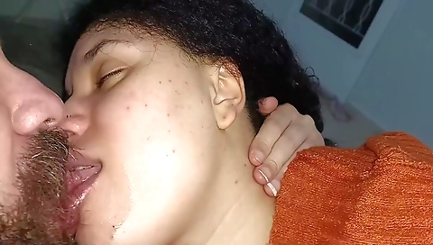 Sexy And Delicious Kiss On The Big Lips Of The Bitch, Licking And Smearing Everything