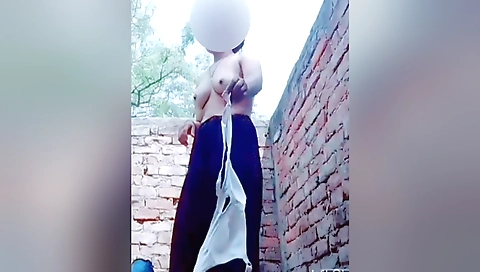 A Girl Was Taking Bath In Her Courtyard - Very Beautiful