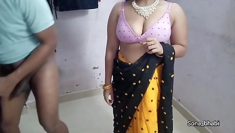 Indian Desi Sexy Bhabhi In Yellow Saree