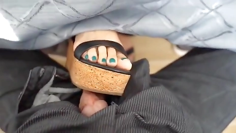 Amateur Wife Footjob In Public At The Restaurant