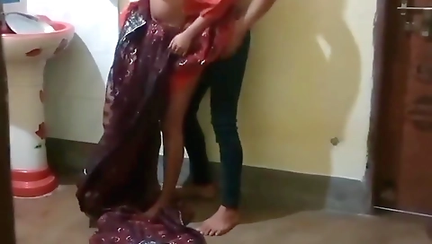 Desi Stepsister-in-law Was Working When Suddenly The Stepbrother-in-law Started Leaving From Behind