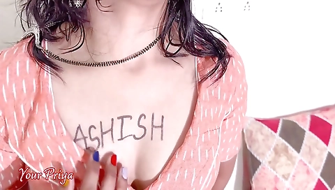 Desi Teen 18+ Girl Write Her Bf Name On Boobs And Fingering Upto Orgasm