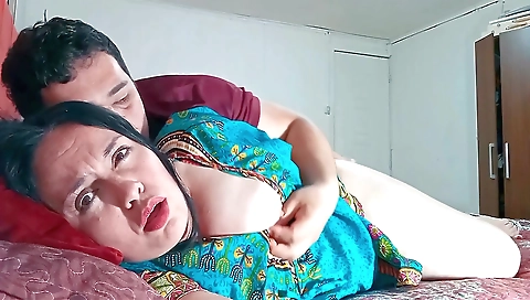 Indian Stepmother Shares Bed With Her Stepson, They End Up Fucking Hard