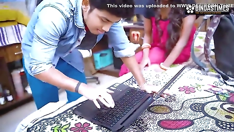 Today Exclusive- Laptop Service Guy Fucks Cute Bhabhi Hard And Accidently Creampied