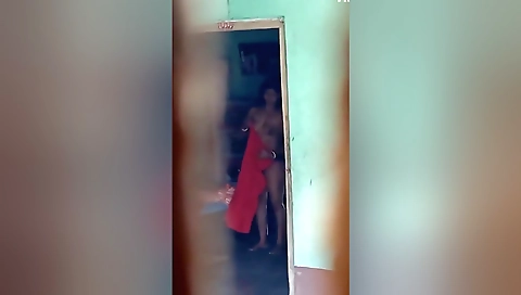 Today Exclusive- Desi Wife Wearing Cloths Record In 1