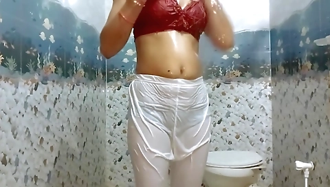 Indian Step mom Bathing In Open White Legis Make Me Feel Better - Hot Step mother And Hot Step mommy