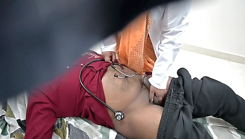 Indian Doctor Checking Patient Dick In Clinic